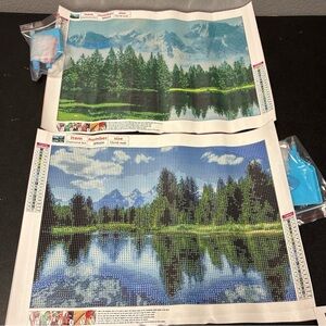 Baisite DIY Scenic Forest and Lake Diamond Painting Kit, Pack of 2, 12”x16”
